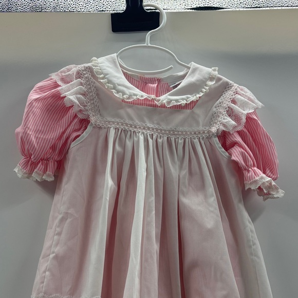 Bryan Little Girls Vintage Pink and White Lace Dress Size 4 - Picture 2 of 7